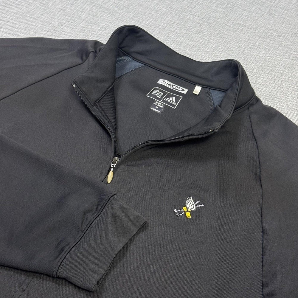 Adidas Winged Foot Golf Club 1/4 Zip Pullover Mens M Black Mock Neck Performance